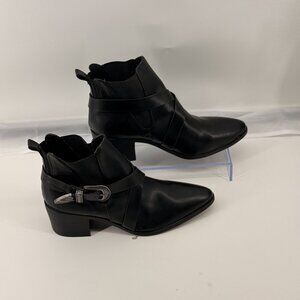 LONDON RAG 8 Harlie Black Ankle Boots Bootie Pull-on Pointed Toe 2" Heel